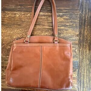 Patricia Nash Poppy Tote – Cognac Brown Genuine Leather Shoulder Bag